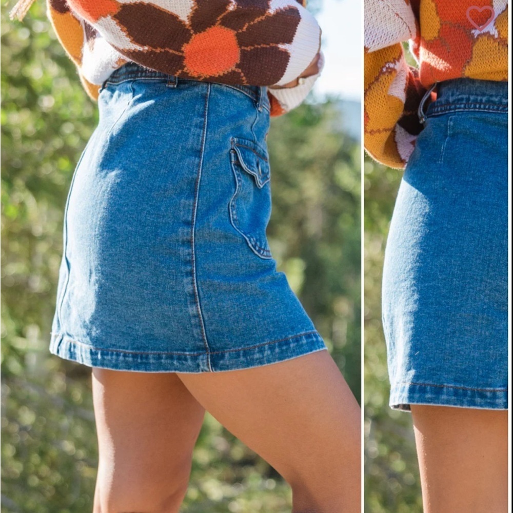 Pink Lily Blue Denim Button-Up Skirt - Picture 3 of 3